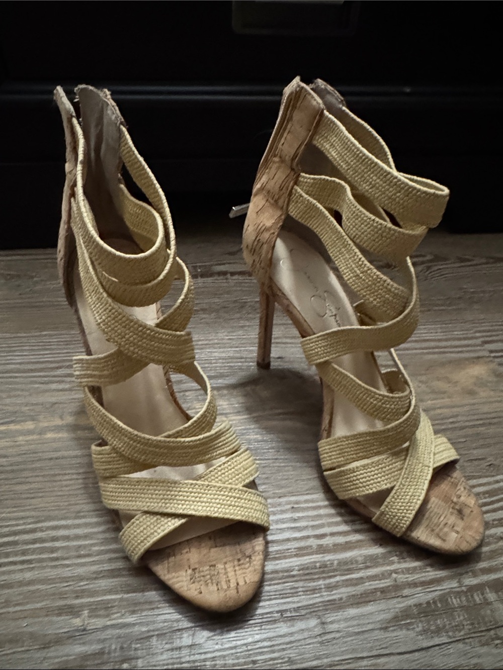 Strappy High Heel Sandals in Beige - Women's Fashion